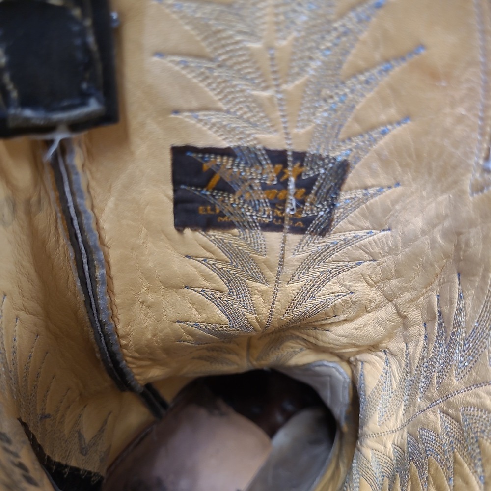 Vintage Tony Lama Cowboy Boots Gold Label Exotic Hide 8614 Black Men's11 D - Picture 12 of 15